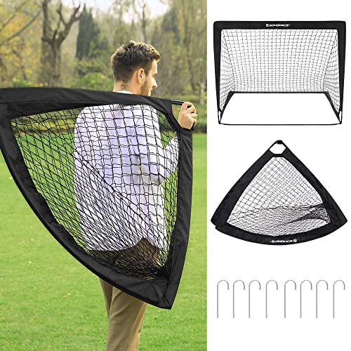 Songmics Folding Children's Soccer Goal Set Of 2, 47.2 X 35.4 X 35.4 Inches, Kids Soccer Nets, Garden Park Beach, Steel, Fiberglass Rod, Oxford And Polyester Fabric, Quick Assembly, Black Uszq122B02 #TOP6