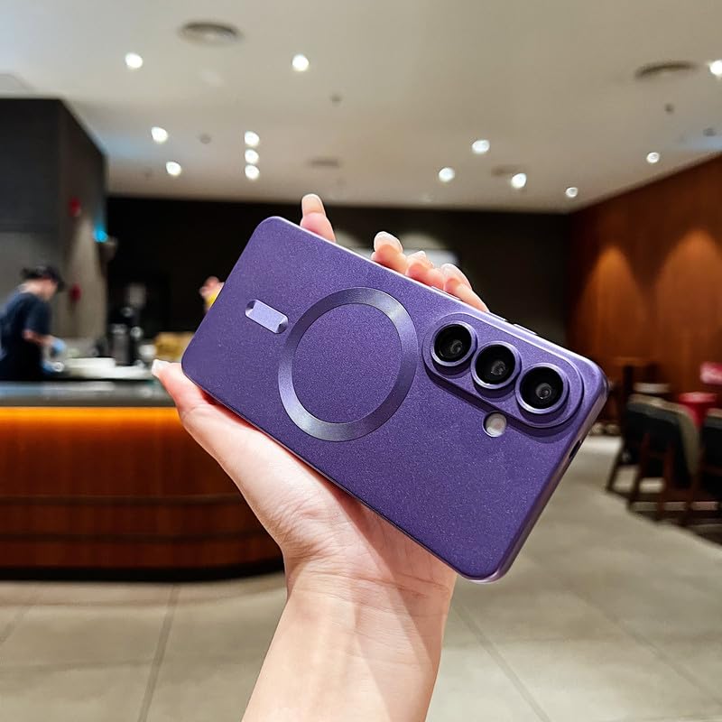 Image of LuxuryKase Premium MagSafe Case for Samsung Galaxy S26 Plus | Shockproof & Anti-Scratch Cover | Soft Silicone with Wireless Charging | Camera Lens Guard - Purple