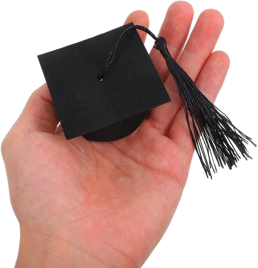 Luxshiny 20Pcs Mini Graduation Caps with Tassels: Cake Graduation Bottle Cap Topper for Graduated Party Table Decorations