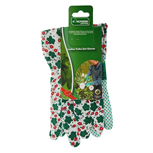 Kingfisher GGL1 Ladies Lightweight Polka Dot and Floral Gloves - Green