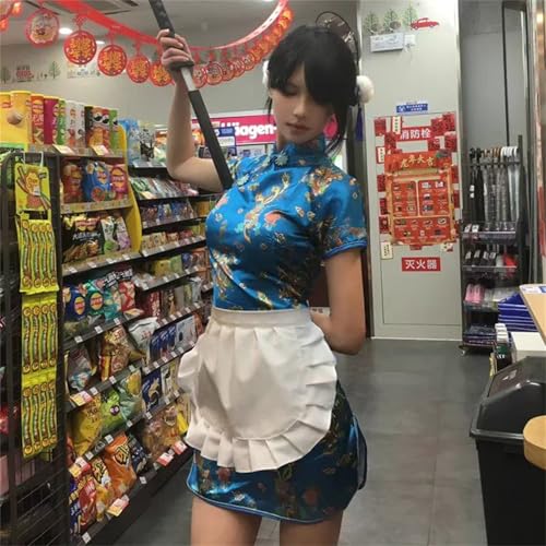 セクシー チャイナ チャイナドレス メイド ドレス チャイナ 服 コスプレ ゴスロリ 花柄 可愛い ロリータ ワンピース 萌え ボンデージ ボディコン ミニ コスチューム 中華風 チャイナ風 ランジェリー 衣装 仮装 ハロウィン レディース - 画像3