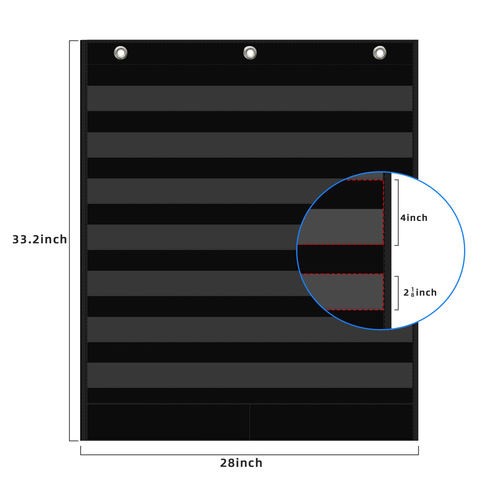 ANCOMEDO Tabla de bolsillo estándar de 7 + 2 bolsillos, tabla de palabras transparente de 7 bolsillos con 2 bolsillos de almacenamiento adicionales para uso en aula, oficina en casa, tamaño grande