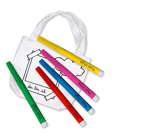 Preisvergleich Produktbild Krickel-Krakel Stoffmalset: mit Einer bedruckten Tasche und 5 Stoffmalstiften