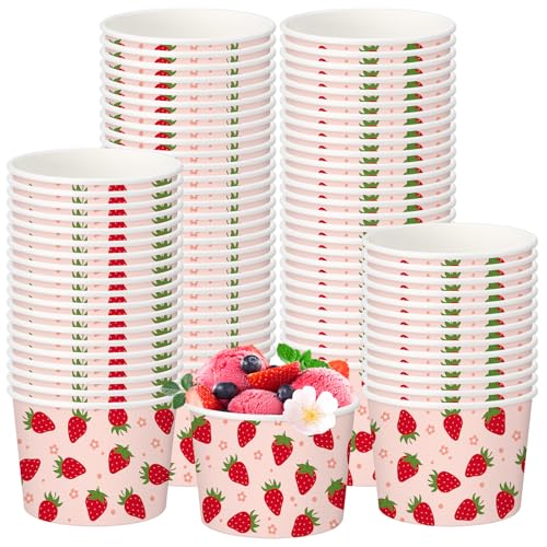 Funnymoom 50 Pack Strawberry Ice Cream Cups 9 oz Red