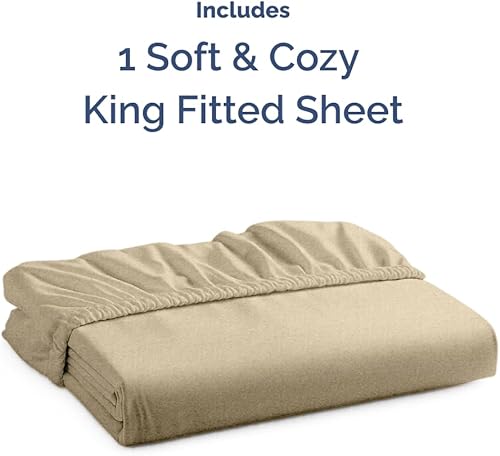 Miniatura 340 de King Fitted Bed Sheet - Bottom Single Fitted Sheet Only - Ultra-Soft Hotel Luxury Bedding w/ 8-16 Inch Deep Pockets - Breathable, Cooling & Wrinkle