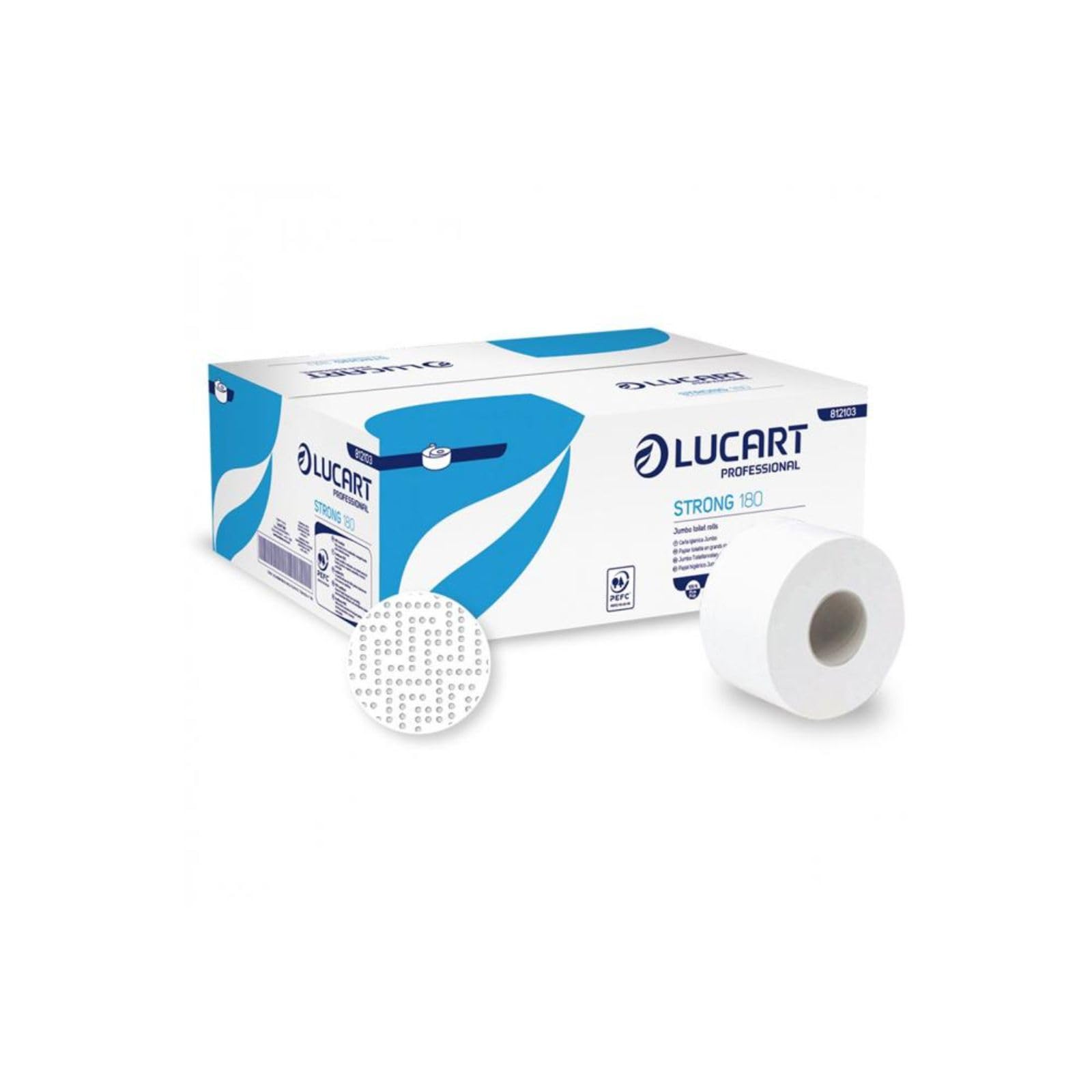 Papier toilette pure cellulose Mini Jumbo Lucart - 2 plis - 486 déchirures - 812103 (conf.12)