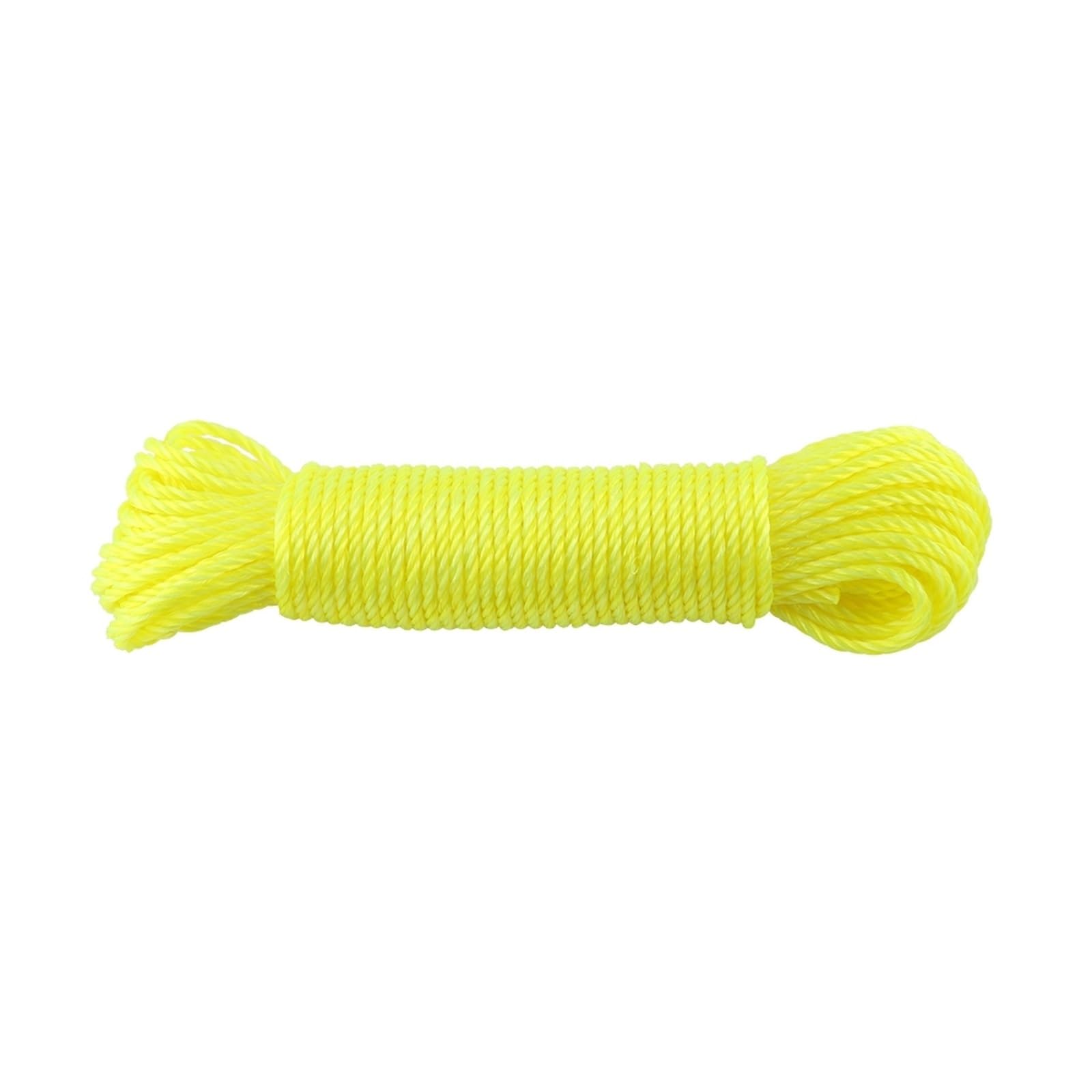 FCfpxwtz Laundry Drying line, Outdoor Washing Line Multicolor 20m Nylon Rope Cord Clothesline(Yellow)