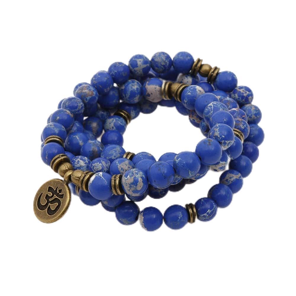 Collier en pierre impériale bleue rétro, un lien unique fait main