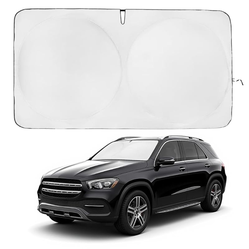 Cortina para Para-brisa com Encaixe Específico para Mercedes-Benz GLE 2020–2025 kinder Fluff, Preta e Prateada