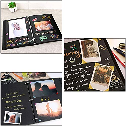NACAIKJ 16pcs Fotoalbum, Fotoalbum zum Selbstgestalten80 Schwarze Seiten Scrapbook DIY Fotobuch zum Einkleben Spiralbuch… – Bild 7