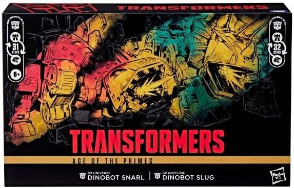 Transformers Generations Selects Age of the Primes Leader Class G2 Universe Dinobot Slug and Dinobot Snarl Converting Action Figures, 8+