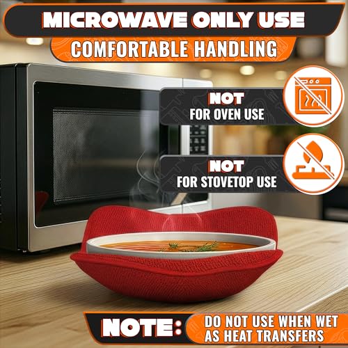 Juego de 4 cuencos para microondas lavables con fundas protectoras de calor 5