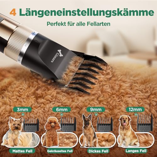 Gimars 6-in-1 Hundeschermaschine mit Profi Scheren-Set, 7000 U/min Leise Hunde Schermaschinen, Aufladbarer Kabellose Hundehaarschneidemaschine, Tierhaarschneidemaschine Hunderasierer für dichtes Fell