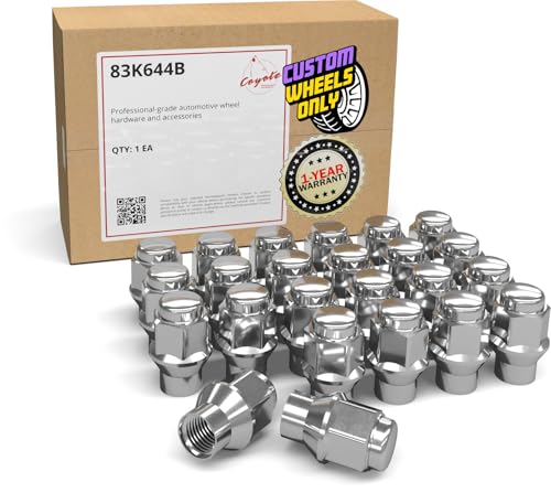 Image of Wheel Accessories Parts 24 Pcs M12x1.25 12x1.25 Thread ET Bulge Acorn (Extra Thread) 1.42 inch Long Lug Nuts Chrome 3 /4 inch 19mm Hex Fits Nissan Titan (Non XD) with Aftermarket Wheels