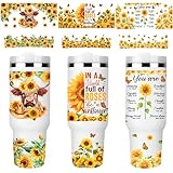 Romart UV DTF Cup Wraps: 6 Sheets Sunflower Inspirational Bible Verses Quotes UV DTF Cup Wraps for 40 oz Tumblers, Butterfly Highland Cow Print UVDTF Cup Wrap Transfer Stickers for 40oz Glass Cups