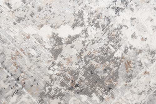 TAPISO Valley Teppich Kurzflor Vintage Creme Weiß Grau Dunkelgrau Rahmen Design Used Effekt Meliert Verwischt Wohnzimmer Schlafzimmer ÖKO-TEX 160 x 220 cm