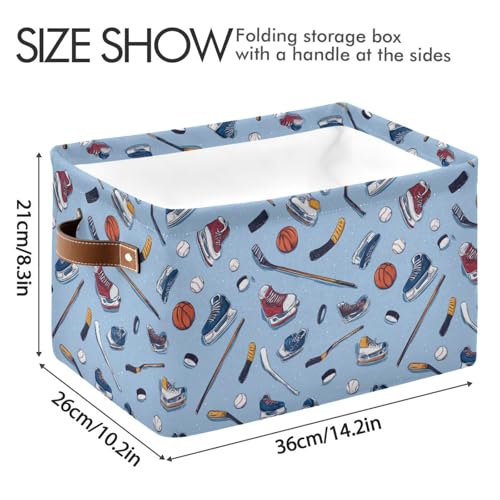 Image of Aslsiy Storage Basket Ice Hockey Sport Balls Nursery Bins Baby Canvas Box Clothes Shelf Basket Laundry Hampers 2 Pcs