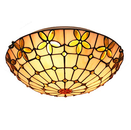 Éclairage de plafond en verre jaune d'exception style Tiffany pour chambre