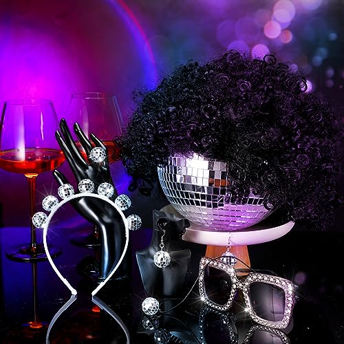 image for Yinder 6 Pcs 70s Women Disco Costumes Set Lady Accessories Afro Wig Di