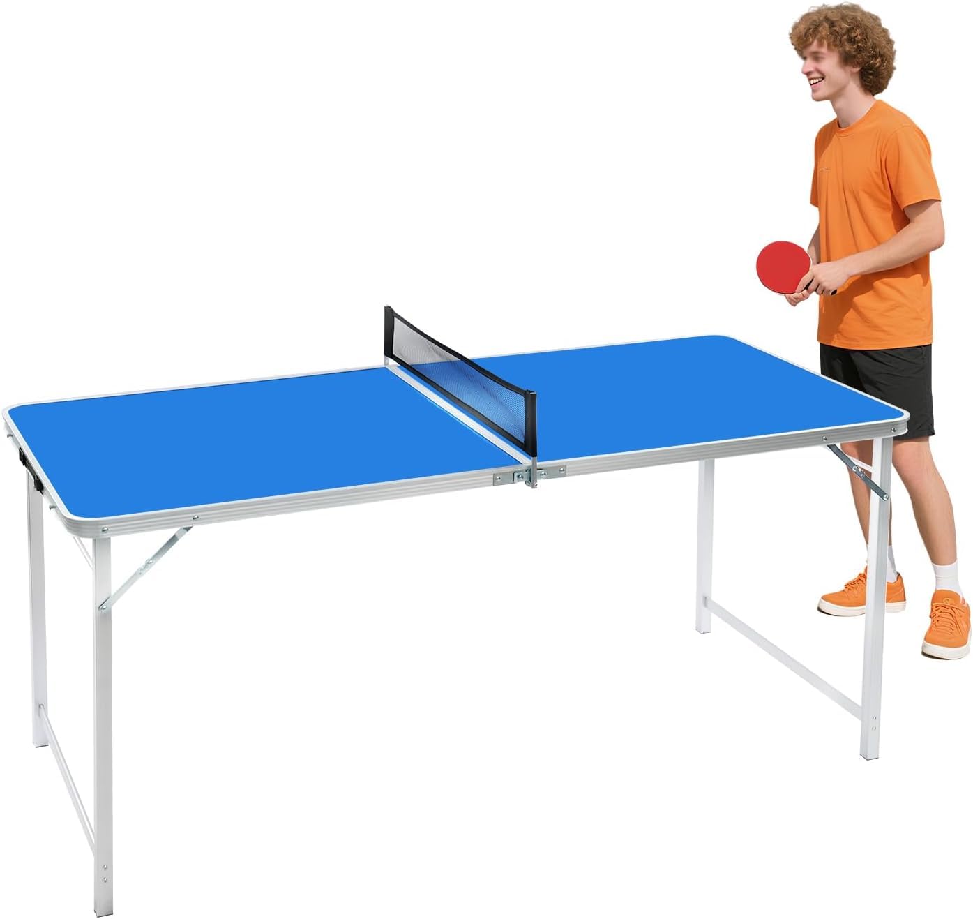 Mesa de ping pong portátil plegable al aire libre, mesa de ping pong, con 2 raquetas y 3 bolas, para el hogar, sala de entretenimiento, escuela, exterior, interior