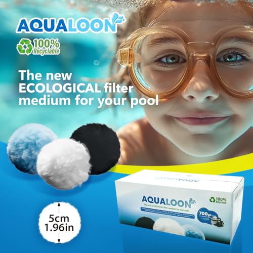 Image of AQUALOON Pool Filter Balls For Sand Filter Pump,1.5 Pounds Reusable Sand Filter Replacement Media,High-Efficiency Filtration for Swimming Pools,Aquariums&Hot Tubs,Universal Fit,White,Blue,Black Set