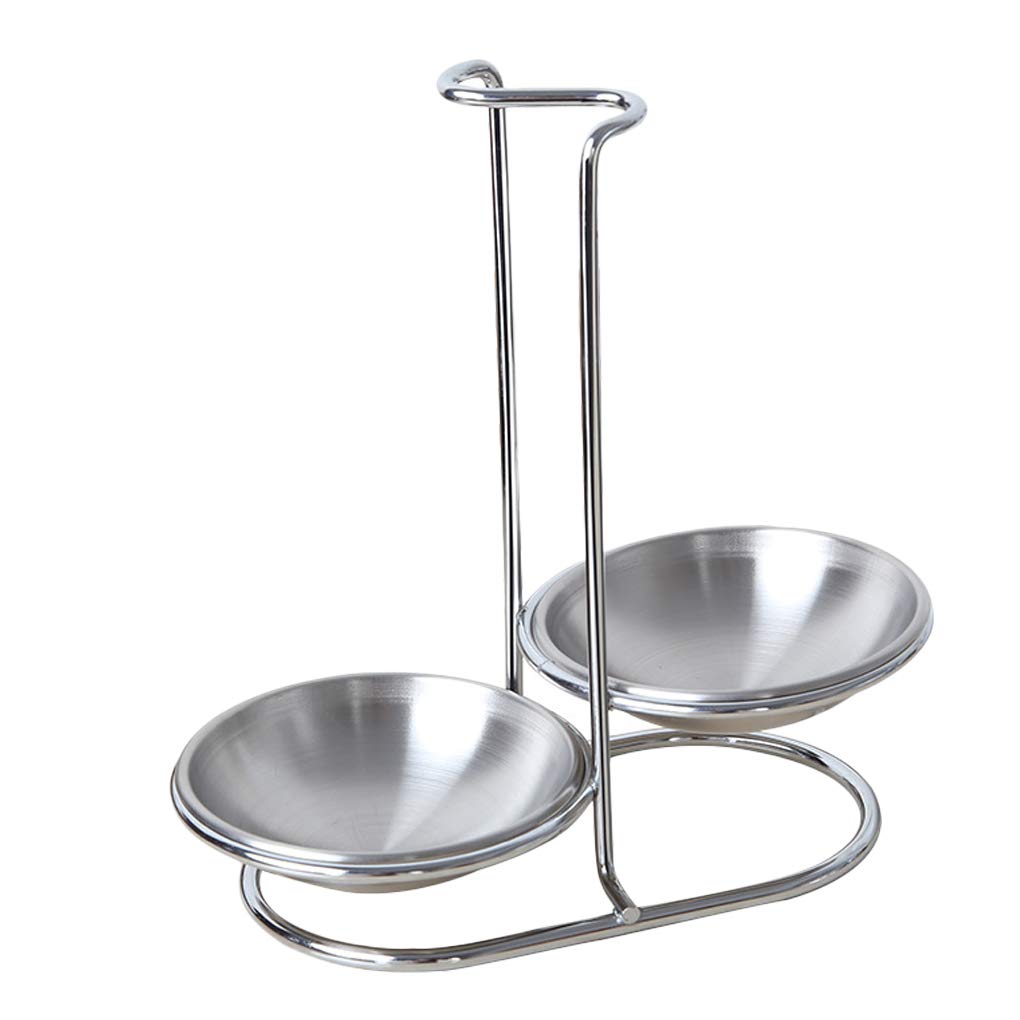 Guangcailun Kitchen Vertical Spoon Strainer Scoop Rest Stand Stainless Steel spoon rest ladle Double Ladle Spoon Holder Rack