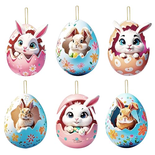 Décoration de Pâques Pendentif Mignon Lapin Poussins Canetons de Paques Deco de Sapin de Easter Acrylique Suspendre Ornements de Paques et Cadeaux pour...