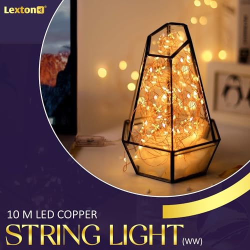 Image of Lexton 10 Meter Copper String Led Light USB Operated | for Indoor & Outdoor Decorations (Warm White, Pack of 1), Standard (C5M-B-WWH)