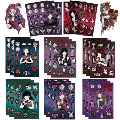 8枚セット ゴシック 薔薇 ガール メイクアフェイス ステッカー かわいい アニメ おしゃれ 防水 トレンディ 落書き 漫画 アウトドア DIY スノーボード スーツケース ギター 車 バイク 自転車 水筒 ヘルメット パソコン 携帯 ノート
