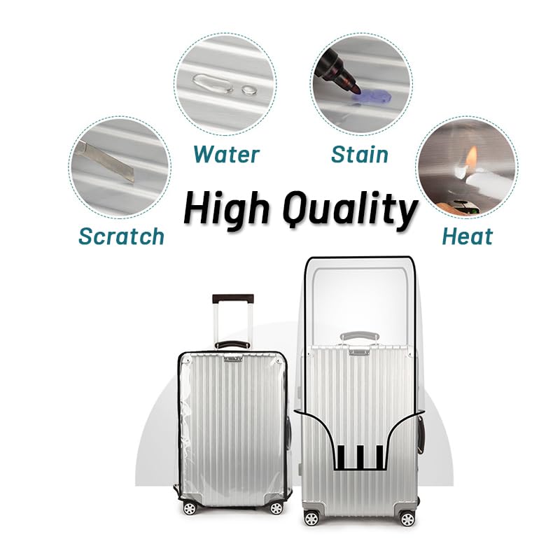 Clear PVC Suitcase Cover - 20 22 24 26 28 30 Inch Waterproof Luggage Protector - Transparent Travel Suitcase Wrap for Wheeled Luggage (30 Inch)3