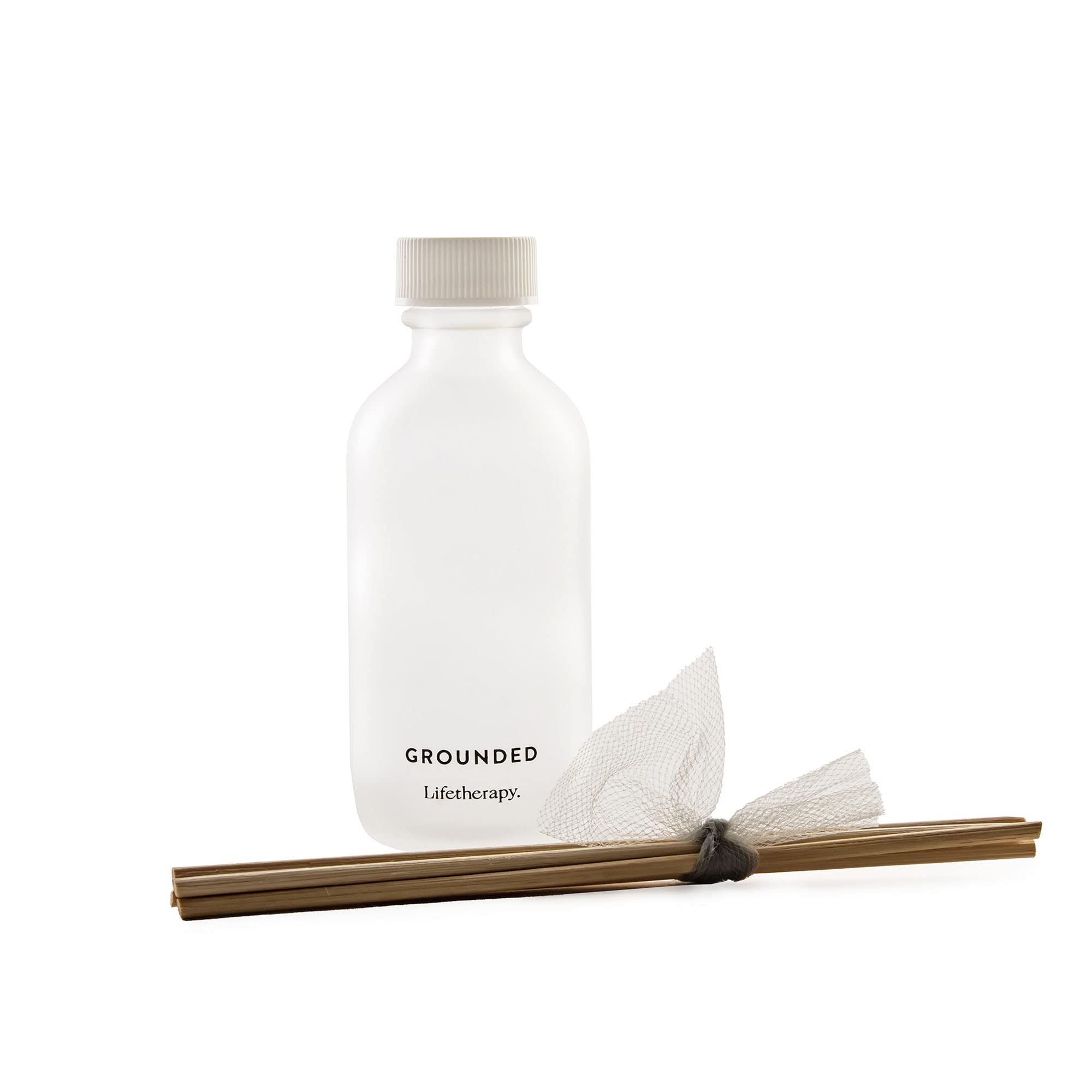 Lifetherapy Grounded Mini Reed Diffuser, 1.7 oz - Inspiring Fragrance Scent, Natural Essential Oils, Ideal for Home or Office