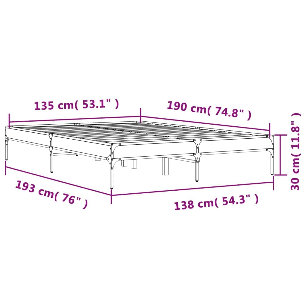 Sonoma Gray Bed Frame, 135x190 cm with Metal Legs & Plywood Slats | Features a robust platform structure that supports mattresses directly without needing a box spring.