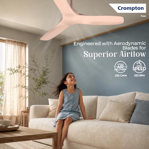 Image of Crompton Silent Pro Fluido Wave 1200mm iOT BLDC Ceiling Fan | Luxury Design | Wi-Fi, Bluetooth & Remote | Alexa & Ok Google | Fine Speed Tuning | Low Noise | 4 Year Brand Warranty | Cinnamon Blush