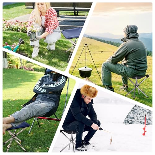 Image of Portable Stool, 13.8 Inch High & 1.32 lbs Small Folding Chair, Telescopic Compact Foldable Stool with Carry Bag for Camping, Hiking, Outdoor Concert