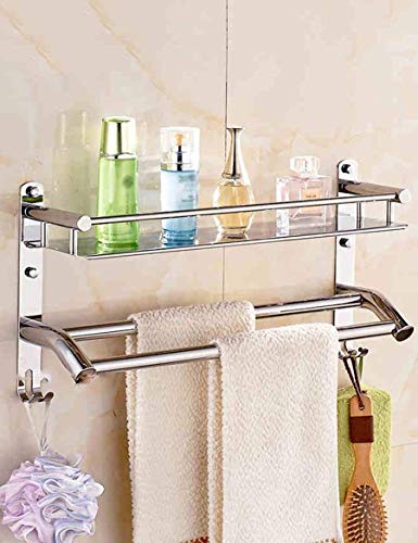 Estante de toalla de pared con tres capas de acero inoxidable GZ para organizacion de bano