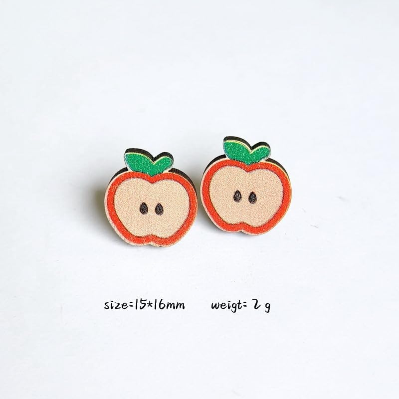 Pingyongchang 6 Pairs Cute Teacher Stud Wood Earrings Funny Handmade Colorful Book Pencil Crayon Ruler Wooden Student Earrings for Women Back to School Jewelry Teacher Graduation Gift - Image 7