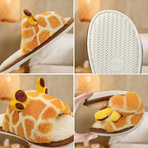 Lethargic Cute Giraffe Slippers for Women, Plush Fuzzy Cartoon Animal Slippers, Soft Warm Memory Foam Shoes, Cozy Bedroom Slippers4