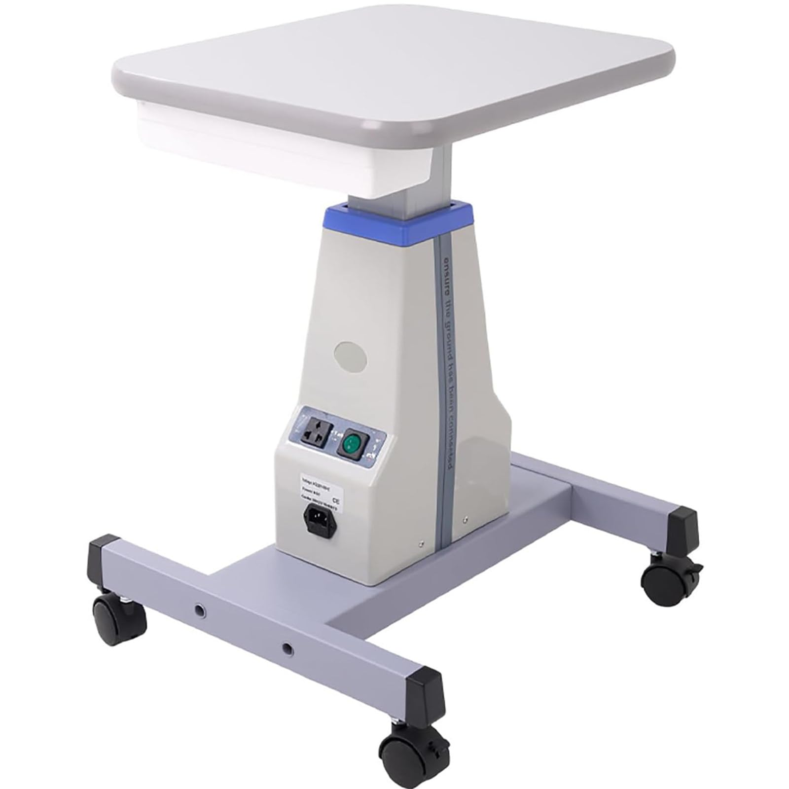 ZenSeFarin Motorized Optical Table Drawer,Electric Lifting Instrument Desk,Lockable Swivel Casters,650-820mm Height Adjustment,75kg Weight Capacity 360° Rotation for Optometry Eyeglass Shops White