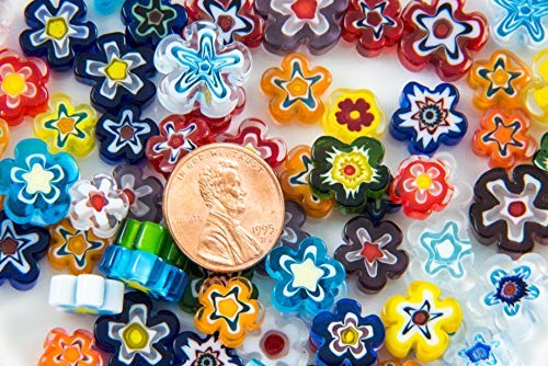 Devardi Glass 90DJTMM8 Coe 90 Millefiori Hi-Def Premium Fire-Polished Flower Mix. 2 Oz thumb #1