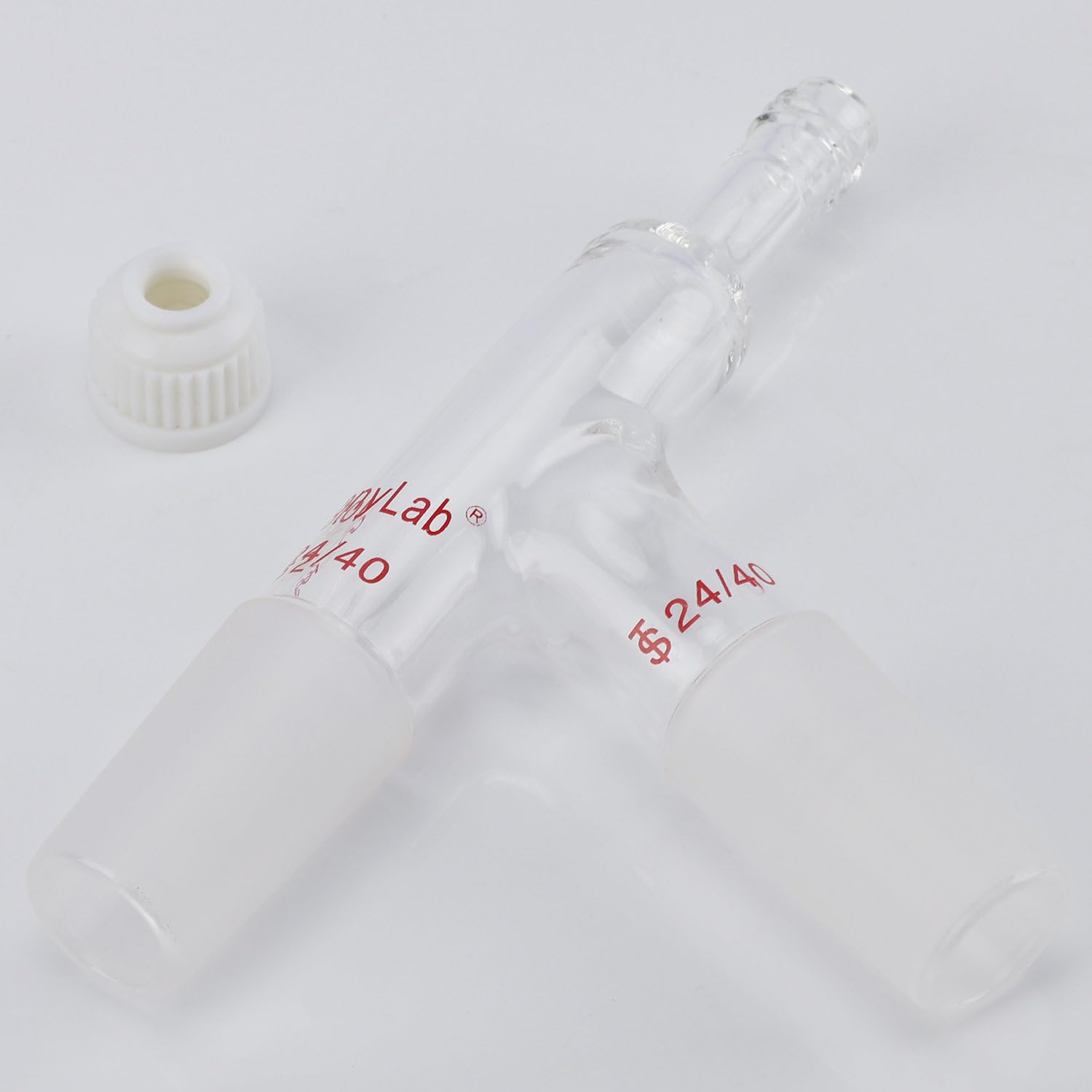 stonylab Adaptateur Distillation de Thermomètre à 3 Voies avec 24/40 Articulation et Bouchon à Vis, 3 Way Distilling Thermometer Adapter pour Appareil de Distillation