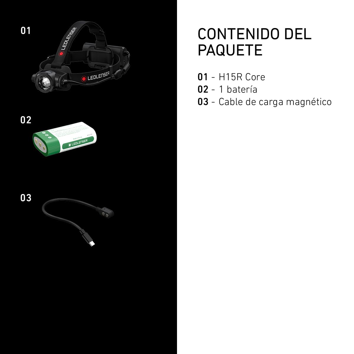 Ledlenser H15R Core: linterna frontal LED recargable, para actividades al aire libre o uso profesional, superbrillante de 2500 lm, alcance de 250 m, hasta 80 horas de autonomía