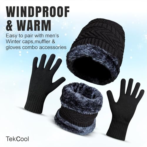 Image of TEKCOOL Woolen Winter Cap for Women & Men in Winter for Thermal Wear Stylish Soft Caps for Boys & Girls for Warm Wear Head hat Garam Topaa cap's Breathable Lightweight Windproof with hand gloves