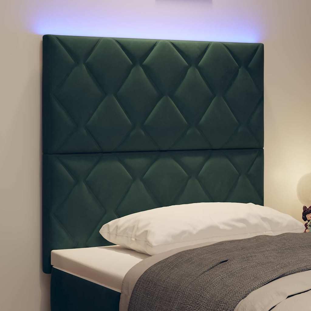 Cabecero de terciopelo verde oscuro 90 cm ajustable con iluminación RGB para cama cabecero funda de cama materiales de alta calidad diseño moderno para dormitorio decoración