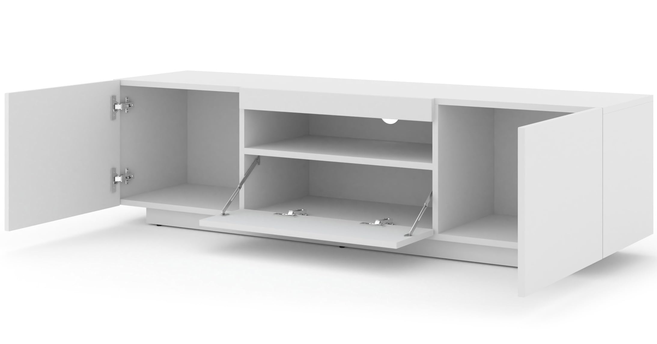 Scaffale TV Muro 150 cm Multiuso Matt White - Dettaglio