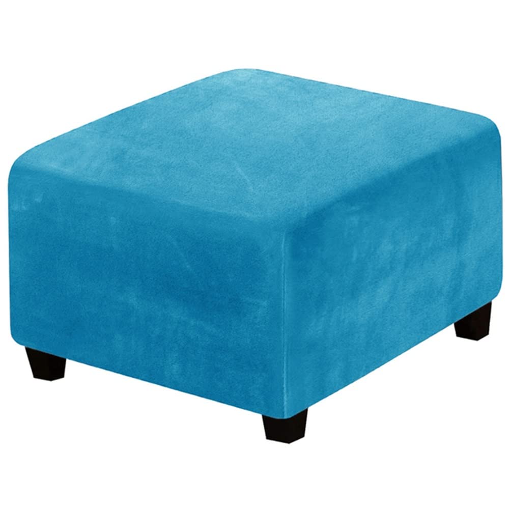 Stretch Ottoman Covers Round/Square Footstool Cover, Velvet Modern Removable Washable Large Stretch Pouffe Cover Anti-Slip Dustproof Foot Stool Slipcovers With Elastic Bottom Swivel chair cover(A32,33