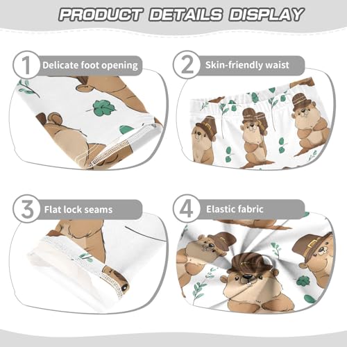 ALAZA Girls' Leggings Children's Yoga Pants Skinny Printed Dance Groundhog Hat Comfortable 4T2