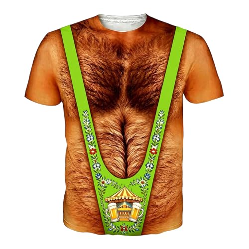 Camiseta gráfica para adulto, disfraz de noche, tema de Múnich, divertida, cuello redondo del cuello, idea de disfraz para carnaval, verano, fiesta de cerveza, verde, M
