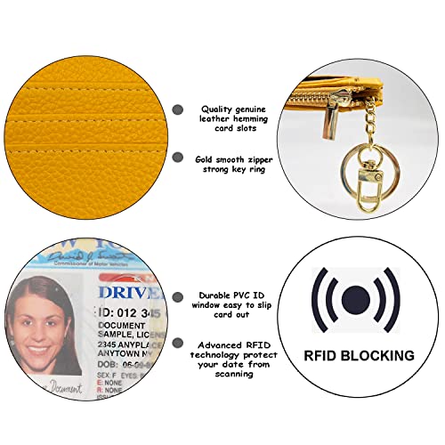 Image of Womens Slim RFID Credit Card Holder Mini Front Pocket Wallet Coin Purse Keychain, Lichee Yellow, small,