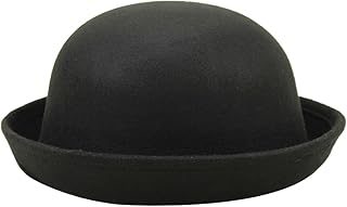 Roll up Brim Panama Bucket Hat Kids Round Derby Hats Girls Boys Round Bowler Hats, Fits Head Circumference 21.26"