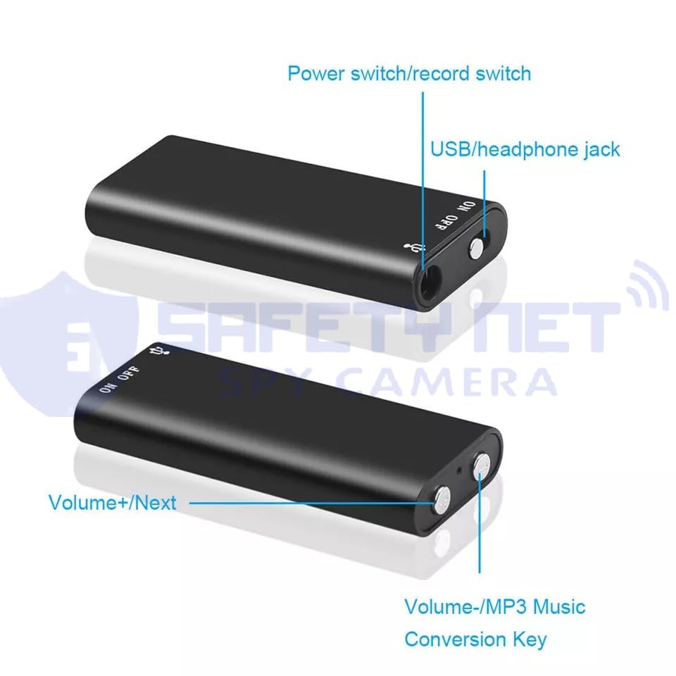 Image of SAFETYNET Mini Small Voice Audio Recorder Super Long Storage Capacity 8GB | up to 8 Hours Recording | Date & Time Stamp | Easy to Use | Crystal Clear Digital Recording Mp3 Player